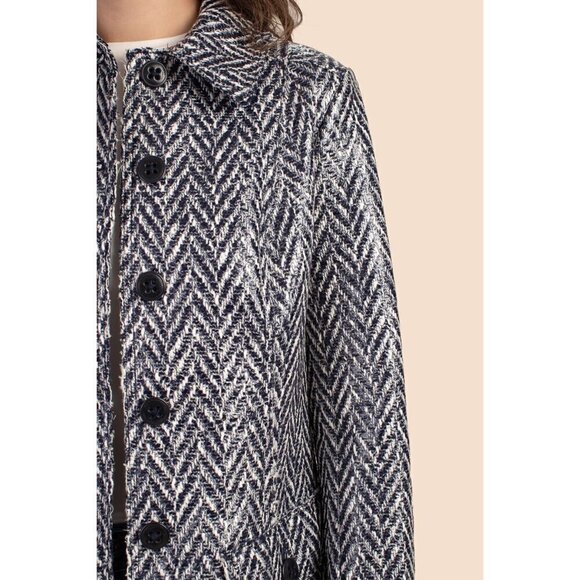 💕TRINA TURK💕 Denali Coat ~ Indigo Chevron Print with Clear Laminate 4 NWT - Picture 5 of 15